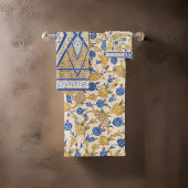 Bold Botanical Yellow Blue Pattern Badhandtuch Set