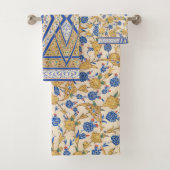 Bold Botanical Yellow Blue Pattern Badhandtuch Set (Insitu)