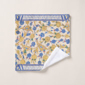 Bold Botanical Yellow Blue Pattern Badhandtuch Set (Waschlappen)