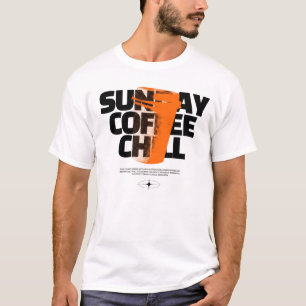 Bold Brew Vibes – Schwarzes und oranges minimalist T-Shirt