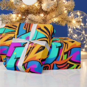 Bold Bright Colors Graffiti Street Art Pattern Geschenkpapier