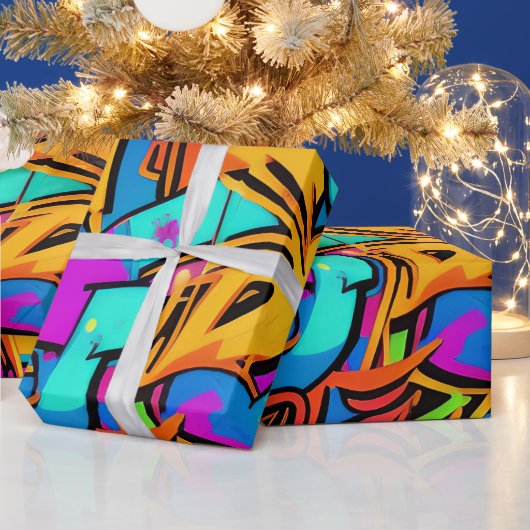 Bold Bright Colors Graffiti Street Art Pattern Geschenkpapier (Feiertage)
