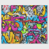 Bold Bright Colors Graffiti Street Art Pattern Geschenkpapier (Flach)