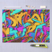 Bold Bright Colors Graffiti Street Art Pattern Seidenpapier (Handwerk)