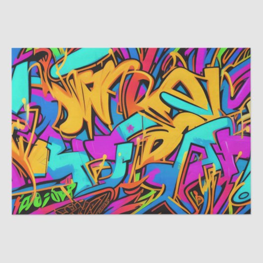 Bold Bright Colors Graffiti Street Art Pattern Seidenpapier (Vorderseite)