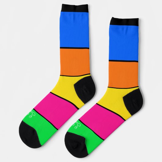 BOLD BRIGHT FARBFARBIGE, STRIPIERTE MONOGRAMM-INIT SOCKEN (Linkes Detail)