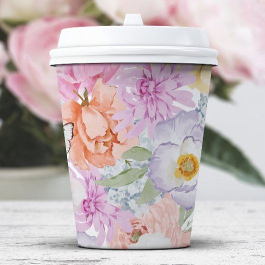 Bold Bright Floral Pappbecher