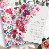 Bold Bright Floral Wedding Einladung