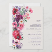 Bold Bright Floral Wedding Einladung (Vorderseite)