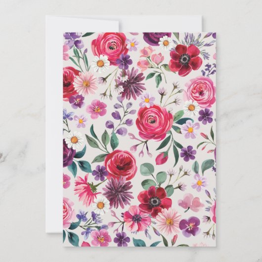 Bold Bright Floral Wedding Einladung (Rückseite)