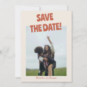 Bold Bright Funky Retro Einzigartiges Foto Hochzei Save The Date (Vorderseite)