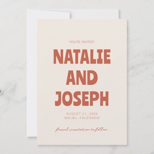 Bold Bright Funky Retro Einzigartiges Foto Hochzei Save The Date (Rückseite)