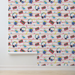 Bold Bright Music Pattern der 90er Jahre Tapete