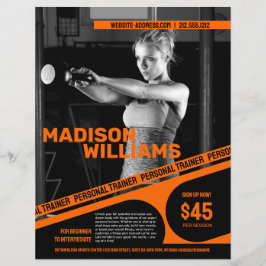 Bold Bright Orange Personal Trainer Foto Flyer