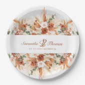 Bold Bright Pampas Floral Wedding Pappteller (Vorderseite)