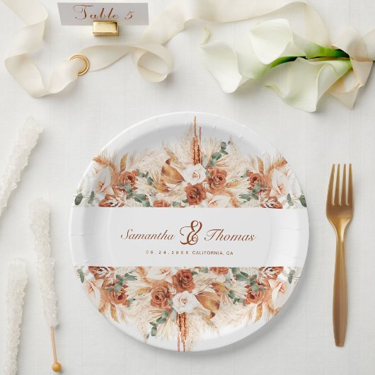 Bold Bright Pampas Floral Wedding Pappteller