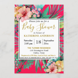 BOLD & BRIGHT PINK Watercolor Floral Baby Dusche Einladung