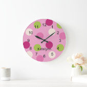 Bold Bright Polka Dot Wall Clock Große Wanduhr (Zuhause)