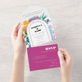 Bold & Bright Rainbow Floral Budget Savvy Wedding All In One Einladung (Abreißen)