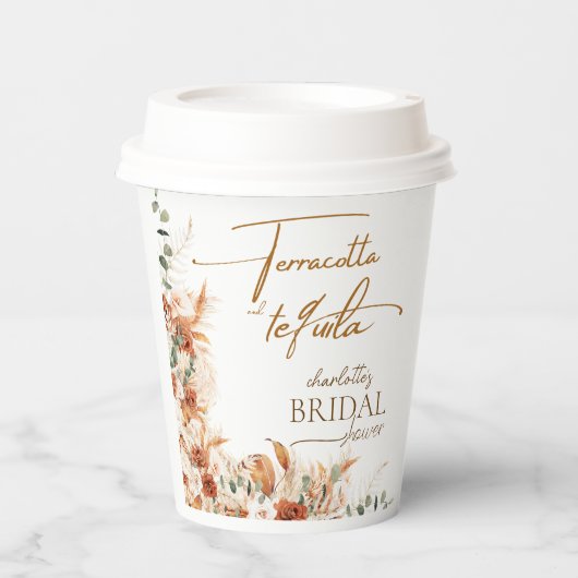 Bold Bright Terracotta and Tequila Brautparty Pappbecher (Vorderseite)