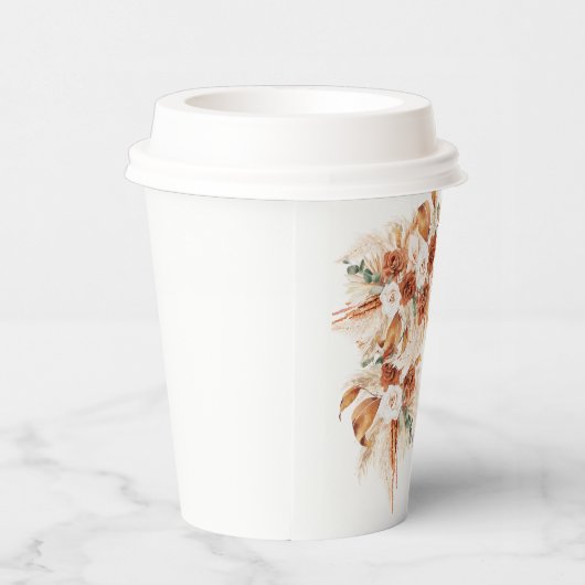 Bold Bright Terracotta Floral Boho Chic Wedding Pappbecher (Rechts)