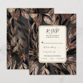 Bold Bronzy Floral Botanical Chic Wedding RSVP Einladung (Vorne/Hinten)