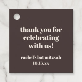 Bold Brown Cream Custom Cute Bat Mitzvah Thank You Geschenkanhänger