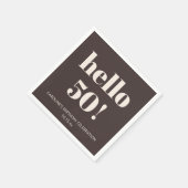 Bold Brown Cream Modern Chic 50th Birthday Party Serviette (Ecke)