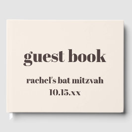 Bold Brown Cream Modern Custom Cute Bat Mitzvah Gästebuch