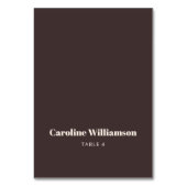 Bold Brown Typography Custom Wedding Place Card Tischnummer (Vorderseite)