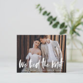 Bold Brush Script Foto Wir tippen den Knoten Postkarte (Stehend Vorderseite)