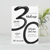 Bold Brush Stroke 30. Geburtstag Überraschung Part Einladung (Stehend Vorderseite)