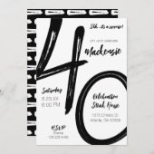 Bold Brush Stroke 40. Geburtstag Überraschung Part Einladung (Vorne/Hinten)