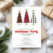 Bold buffalo plaid Christmas tree party invitation Einladung