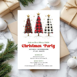Bold buffalo plaid Christmas tree party invitation Einladung