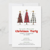 Bold buffalo plaid Christmas tree party invitation Einladung (Vorderseite)