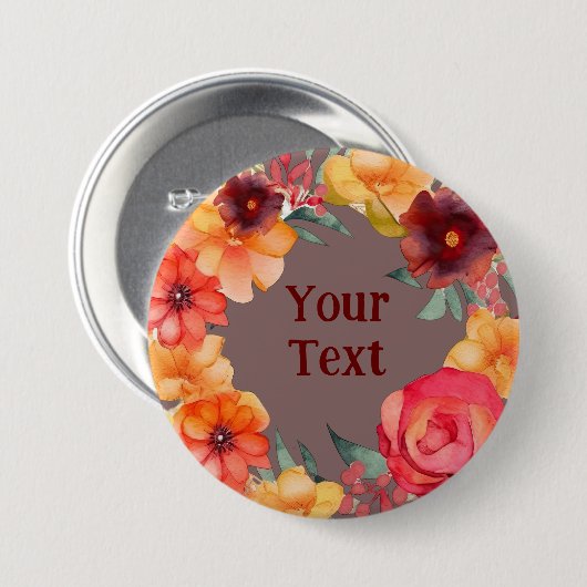 Bold Burgund Blume Wreath Lapel Statement Piece Button (Vorne & Hinten)