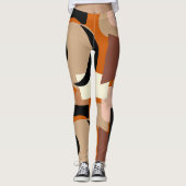 Bold Burnt Orange Abstraktes Muster Leggings (Vorderseite)
