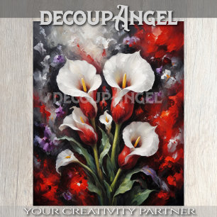 Bold Calla Lilies - Strickende Blumendekoupage Seidenpapier