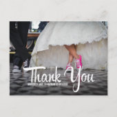 Bold Calligraphy Foto Wedding Danke Postcard Postkarte (Vorderseite)