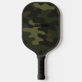 Bold Camo Earthy Greens Browns Customizable Name Pickleball Schläger
