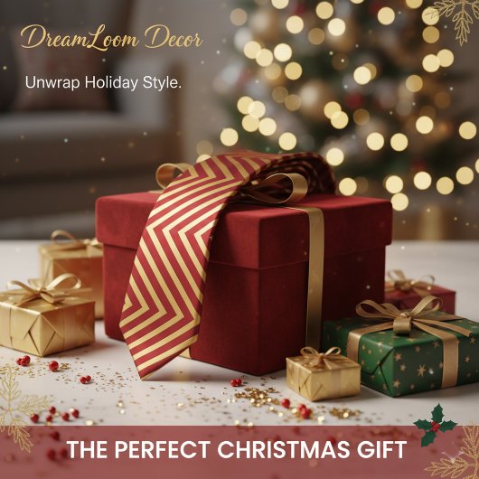 Bold Candy Cane Stripes Red & Gold Christmas Gift Krawatte