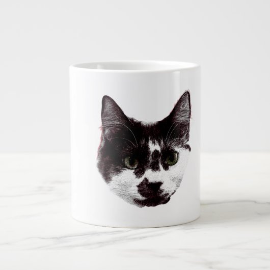 Bold Cat Gaze | Ink Style Mug Jumbo-Tasse (Vorderseite)