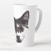 Bold Cat Gaze | Ink Style Mug Milchtasse (Rechte Ecke)