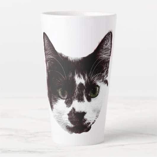 Bold Cat Gaze | Ink Style Mug Milchtasse (Vorderseite)