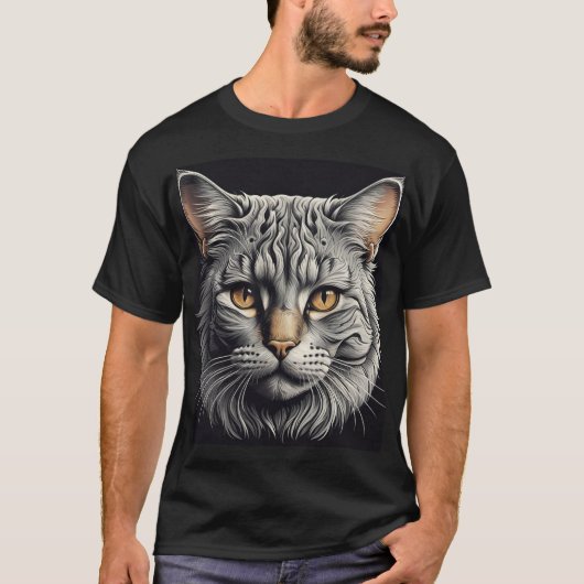 Bold Cat Head Graphic T - Shirt - Stylish & Trendy (Vorderseite)