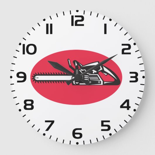 Bold Chainsaw Lumberjack Logging Tool Große Wanduhr (Vorderseite)