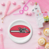 Bold Chainsaw Lumberjack Logging Tool Pappteller (Party)