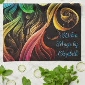 Bold Chakra Rainbow Abstrakt Smoke Personalisieren Geschirrtuch (Gefaltet)