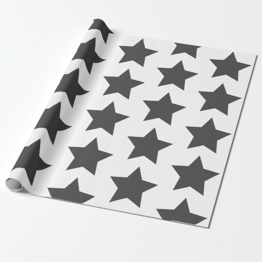Bold Charcoal Gray Stars Geschenkpapier (Ungerollt)